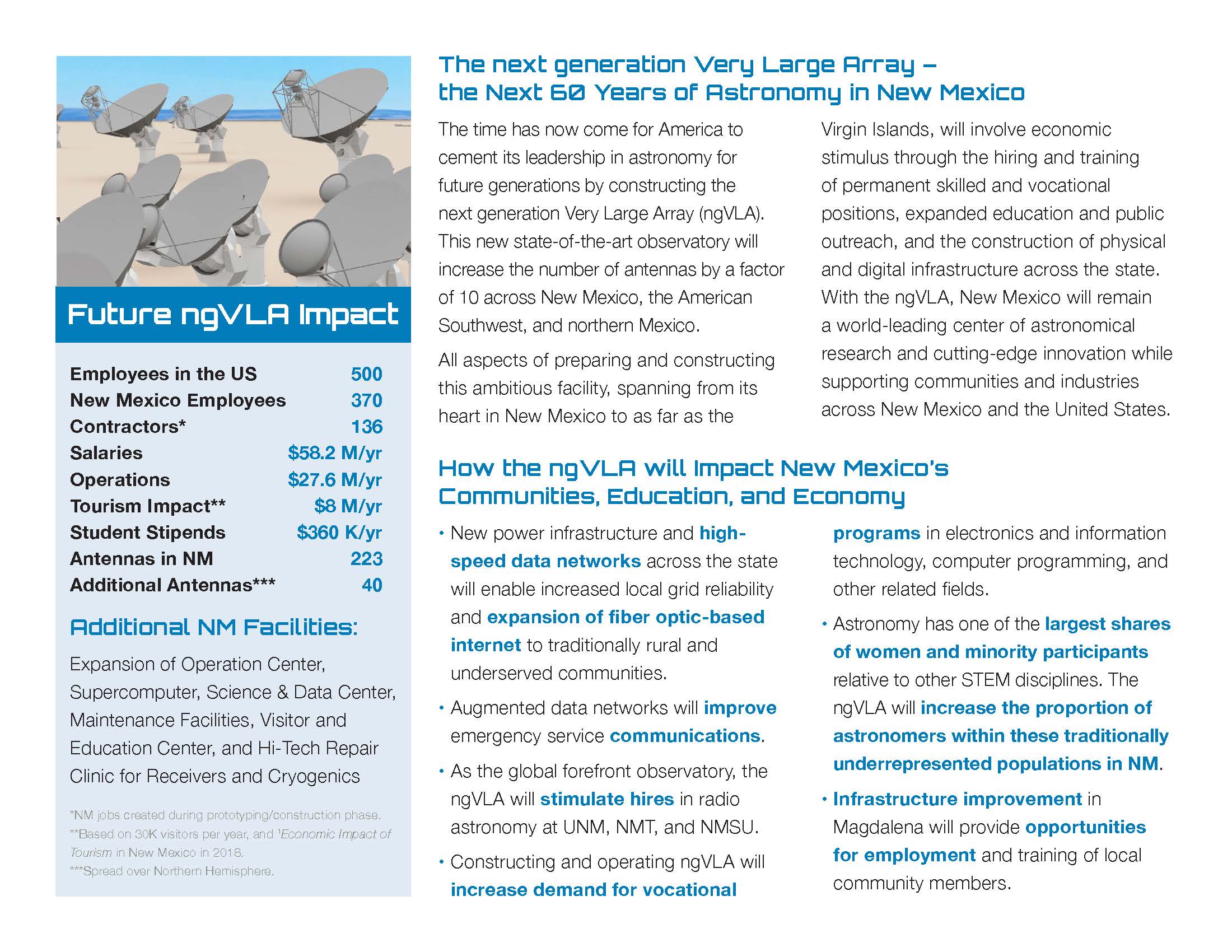 National Radio Astronomy Observatory & New Mexico Current Impacts & Future Opportunities Flyer 3