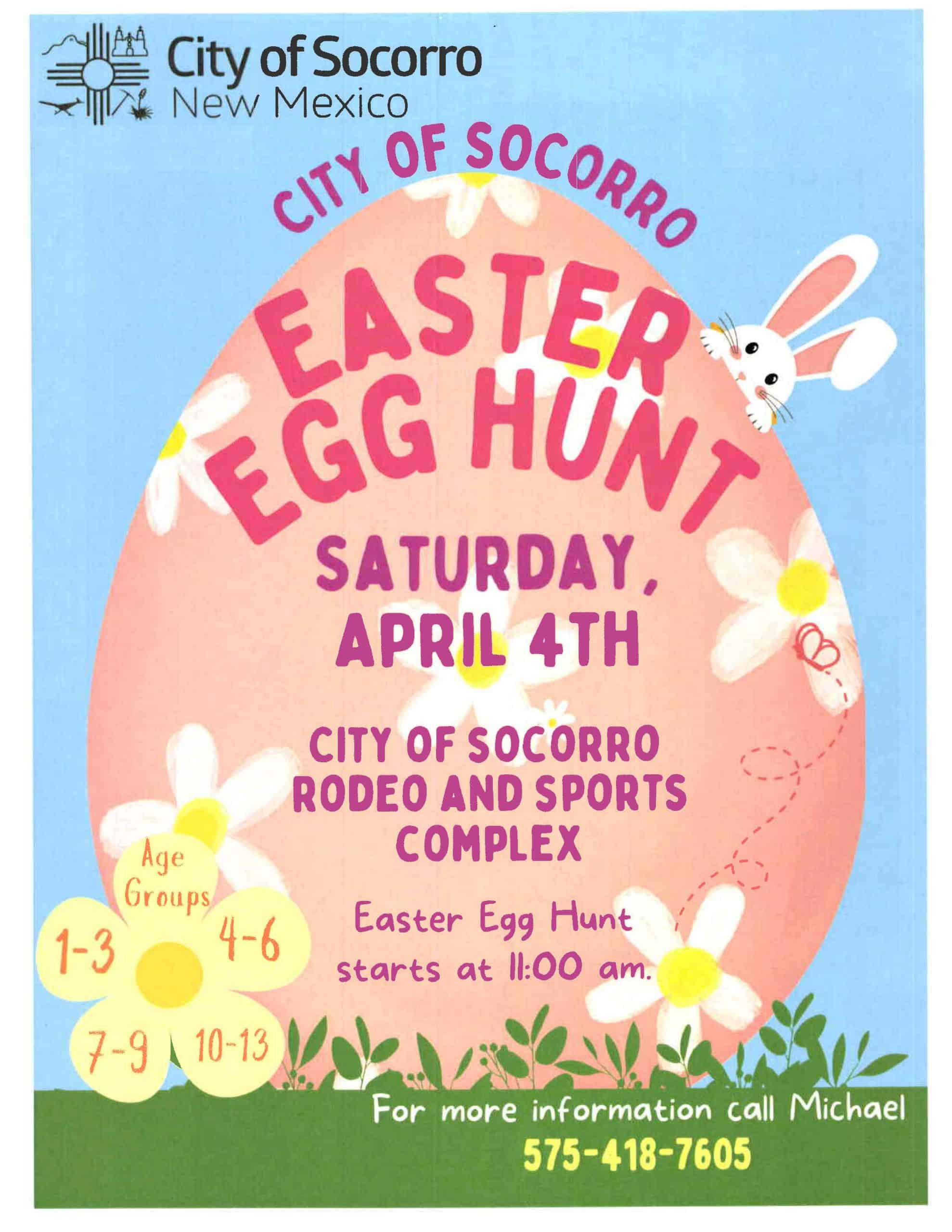 Community Easter Egg Hunt event at Socorro Rodeo and Sports Complex in Socorro, NM.