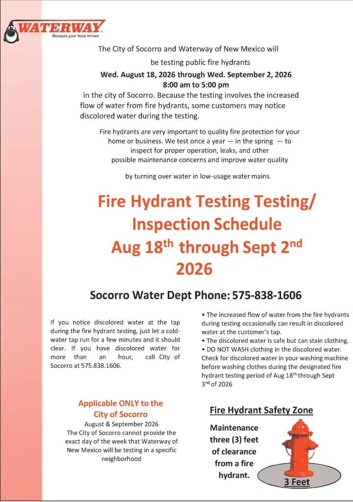 Fire Hydrant Testing Flyer - Testing/Inspection Schedule